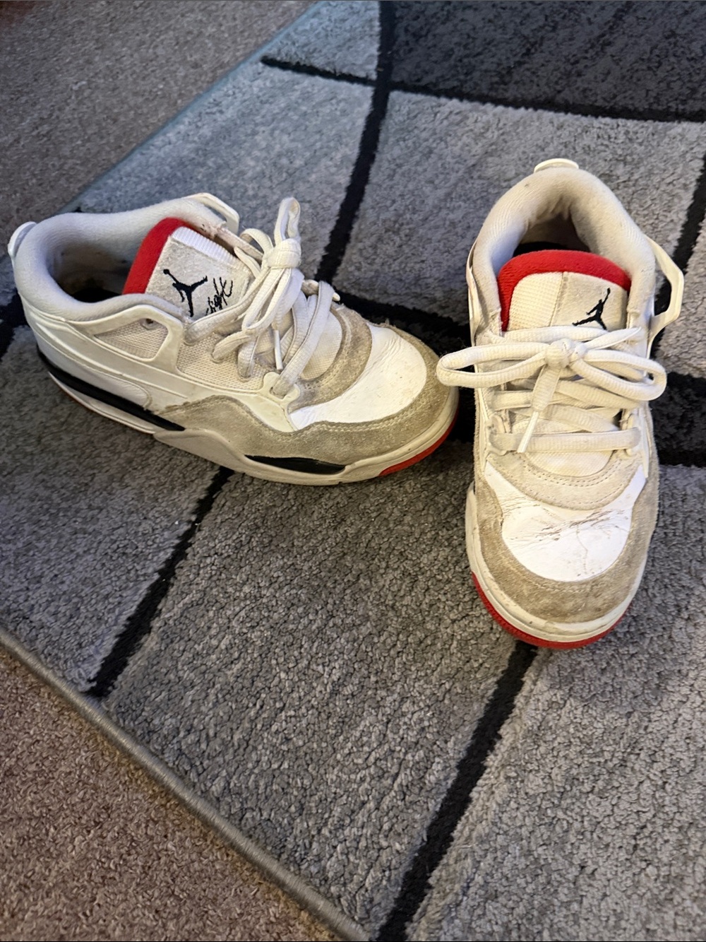 Jordan Kids White and Red Low-Top Sneakers